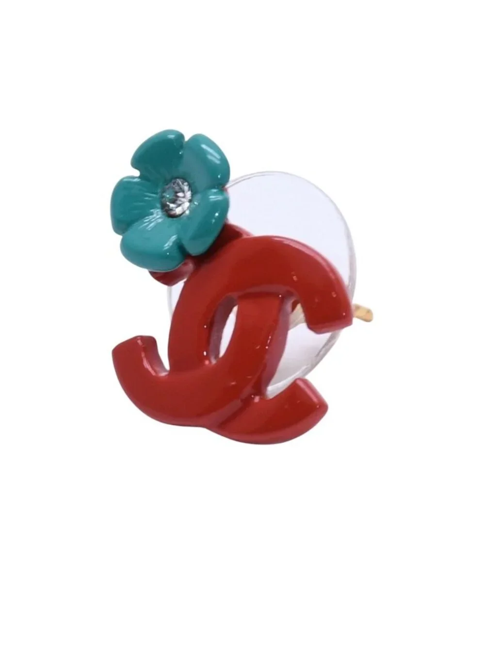Chanel CC Logo Earrings 04 Rhinestone Flower